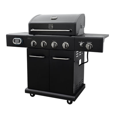 Kenmore 4-Burner Smart Gas Grill with Side Searing Burner, Black with Chrome Accents