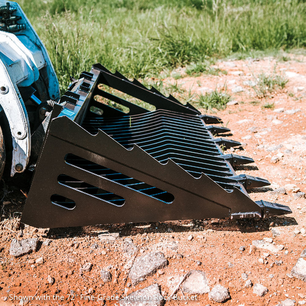 Titan Attachments 60in Skeleton Rock Bucket with Bolt-On Teeth, Skid Steer Quick Tach, Reinforced Side Cutters