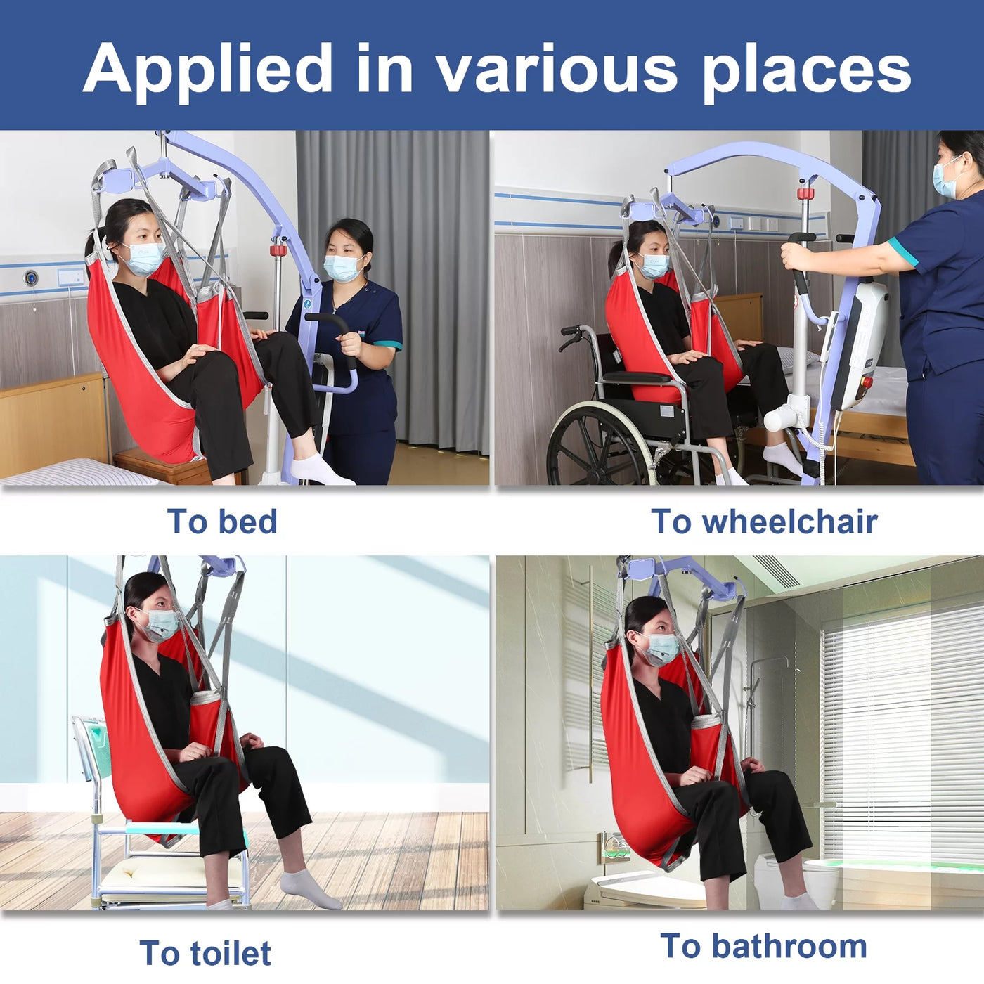 EZ Assistive Patient Lift Sling with Divided Leg for Patient Transfer Red Hoyer iftl sling, 500lb Weight Capacity (Medium Size )