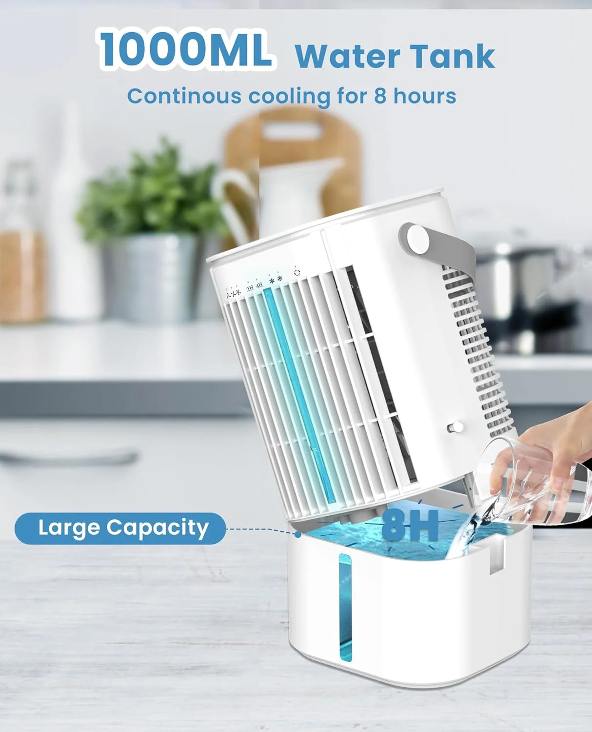 Portable Air Conditioners Fan, Air Cooler Evaporative 180°Auto Rotation, 3 Wind Speed, 2-4H Timer, Mini Cooling Fan for Room Home Bedroom Office