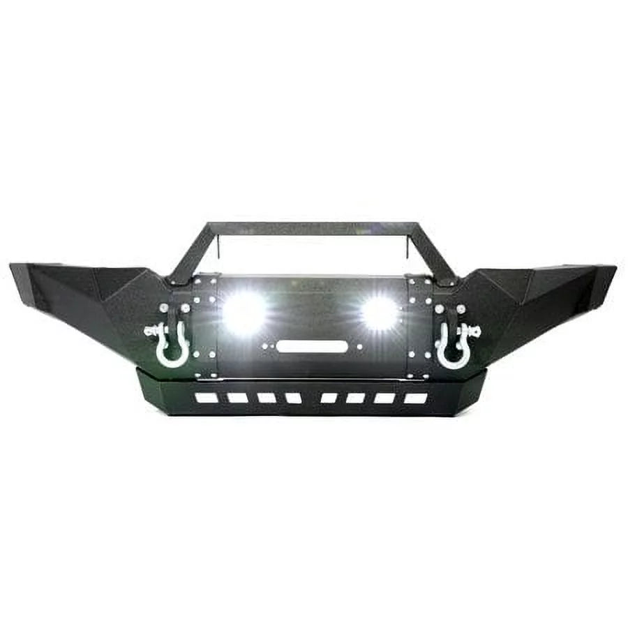 Kojem Front Bumper for 2005-2015 Toyota Tacoma w/ Winch Plate & LED Lights & D-rings 3 Piece Powder Coated