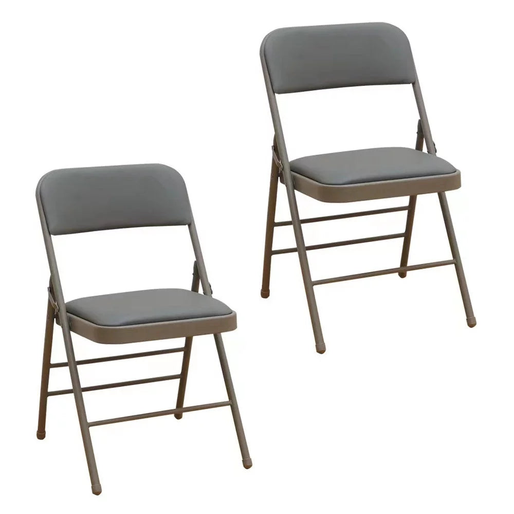 Amazingforless 2-Pack Folding Chair Foldable Metal Frame Chairs with Backrest&Padded Seats for Dining Meetings Wedding Events-Grey