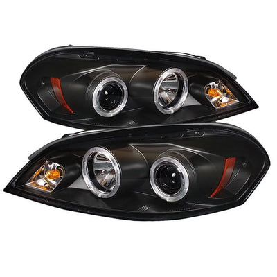 Spyder Chevy Impala 06-13 / Chevy Monte Carlo 06-07 - Projector Headlights - LED Halo - LED ( Replaceable LEDs ) - Black - High H1 (Included) - Low Fits select: 2006-2013 CHEVROLET IMPALA