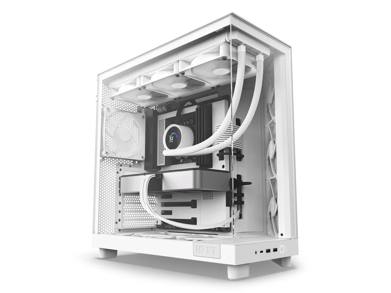 NZXT H6 FLOW Compact Dual-Chamber Mid-Tower Airflow Case, White, CC-H61FW-01