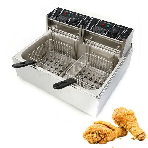 denest 5kW Large Electric Deep Fryer Single Tank Commercial Restaurant Fry Basket 6/12L