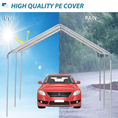 Outsunny 10'x20' Carport Heavy Duty Galvanized Car Canopy with Included Anchor Kit, 3 Reinforced Steel Cables, White