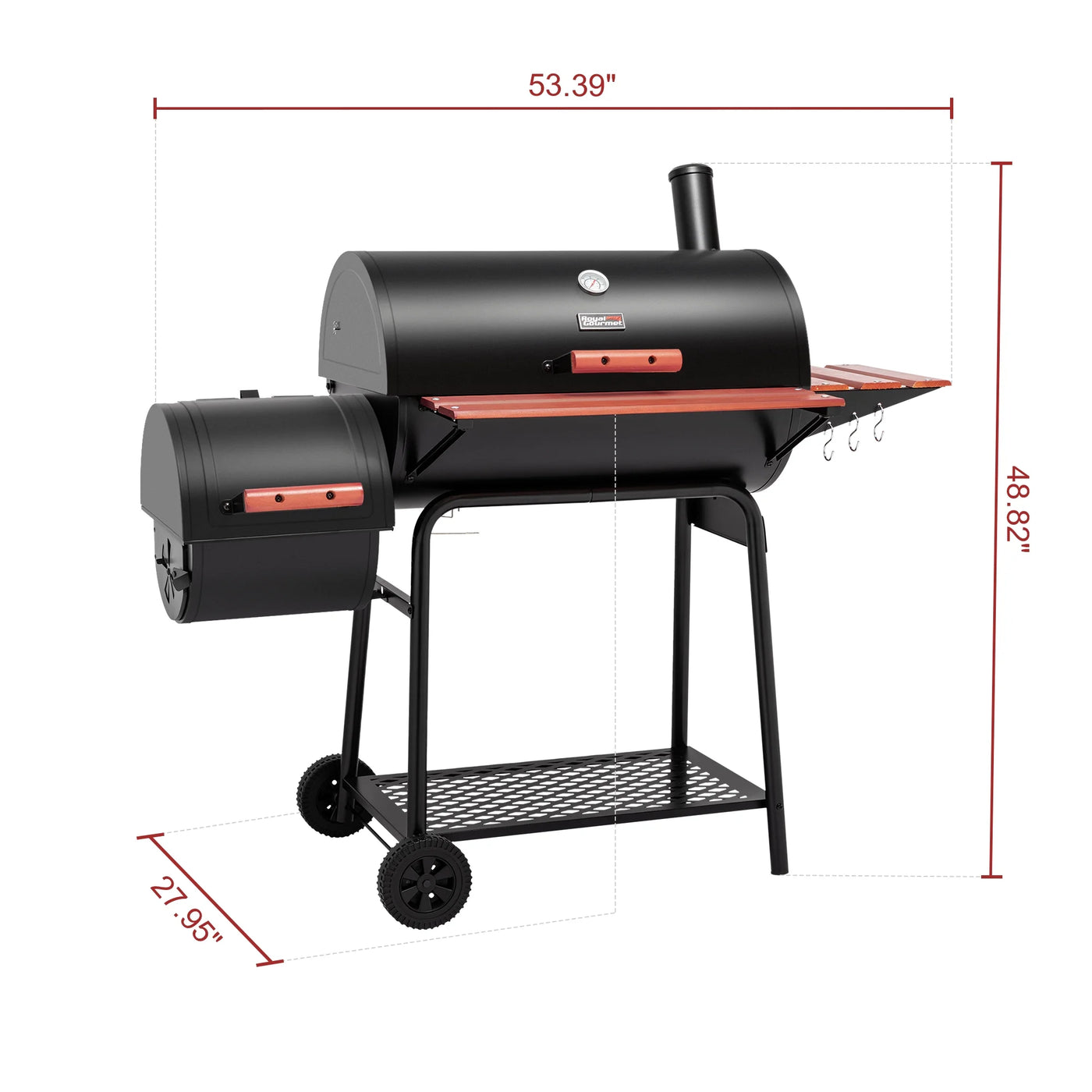 Royal Gourmet CC1830W 30" Barrel Charcoal Grill with Offset Smoker