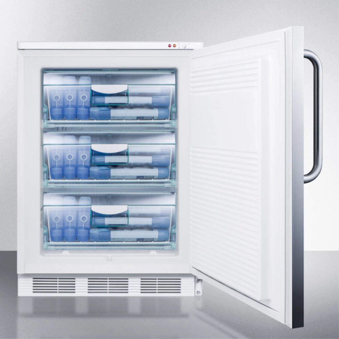 Accucold VT65ML7BISSTB 24 in. Wide Built-in -25 deg C Manual Defrost All Freezer with Lock, Stainless Steel