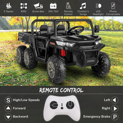 6-Wheel 24V UTV Ride-On with Dump Bed and 4WD Power