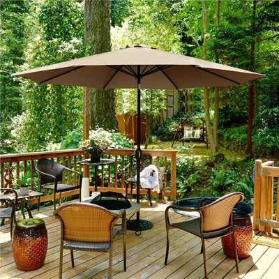 Topeakmart 11ft Patio Umbrella Market Umbrella with 8 Ribs Tilt and Crank for Garden, Deck, Backyard, Pool, Beach, Tan