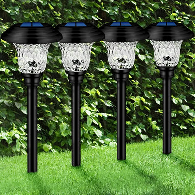 8 Pack Solar Garden Lights Outdoor, Decorative Solar Garden Lights Waterproof Glass Stainless Steel Auto-on/off Solar Landscape Lights for Lawn, Patio, Yard, Garden, Pathway, Driveway