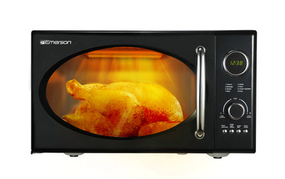 Emerson 0.9 Cu Ft, 800W Retro Black Microwave Oven with Grill, MWRG0901BK