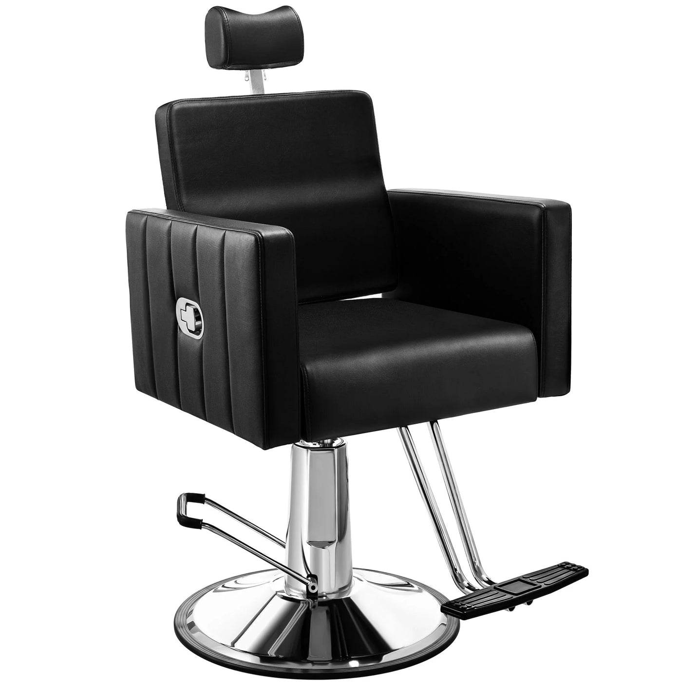 Baasha Reclining Salon Chair for Hair Stylist, Barber Chair All Purpose Styling Chair with Heavy Duty Hydraulic Pump, Reclining Barber Chair Spa Equipment - Black