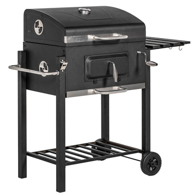 Outsunny Charcoal BBQ Grill, Outdoor Portable Cooker, Black