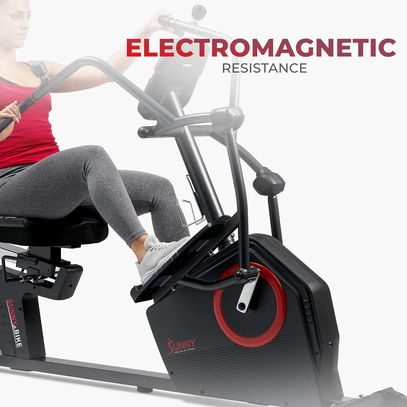 Sunny Health & Fitness Electromagnetic Recumbent Cross Trainer Exercise Elliptical Bike w/Arm Exercisers, Easy Access Seat & Exclusive SunnyFit® App Enhanced Bluetooth Connectivity - SF-RBE4886SMART…