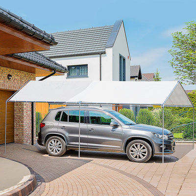 Outsunny 10'x20' Carport Heavy Duty Galvanized Car Canopy with Included Anchor Kit, 3 Reinforced Steel Cables, White