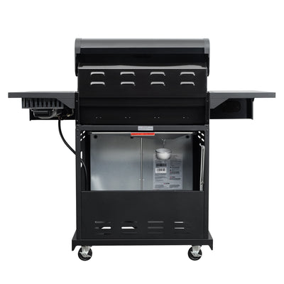 Kenmore 4-Burner Smart Gas Grill with Side Searing Burner, Black with Chrome Accents