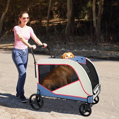 Foldable Pet Stroller for Large or 2 Dogs Cats Jogger Wagon with 4 Wheels