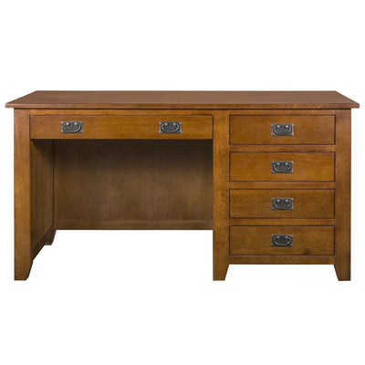 Mission Quarter Sawn Oak 5 Drawer Library Desk - Michael's Cherry