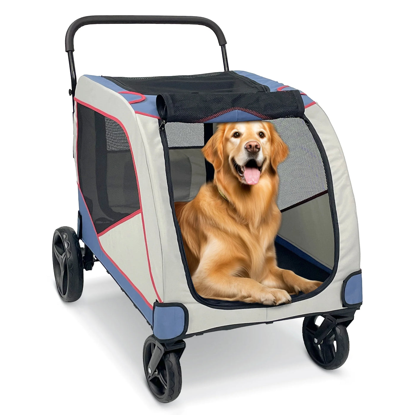 Foldable Pet Stroller for Large or 2 Dogs Cats Jogger Wagon with 4 Wheels