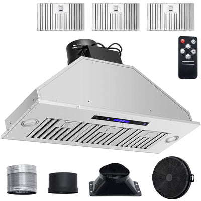 BENTISM Built-in Range Hood Insert Vent Hood 900CFM 36in Touch & Remote Control