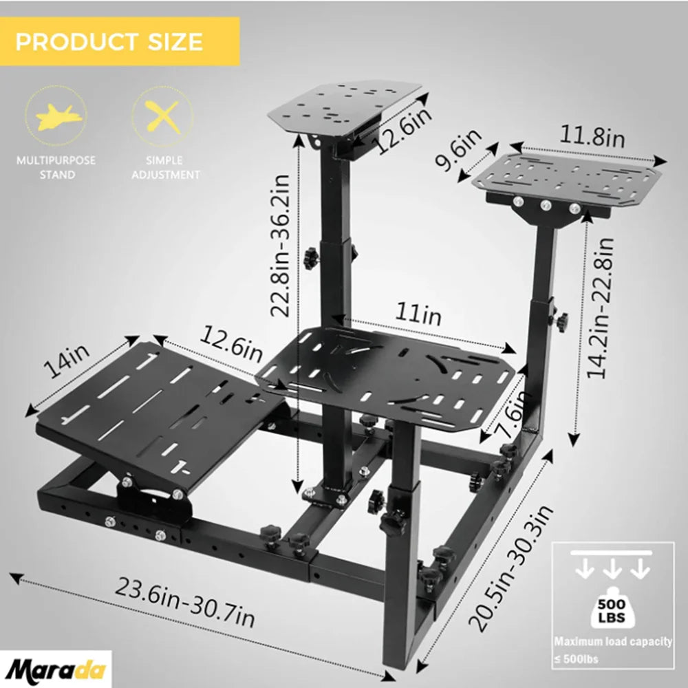 Marada Flight Simulator Cockpit Racing Steering Stand Adjustable Fit for Thrustmaster HOTAS Warthog