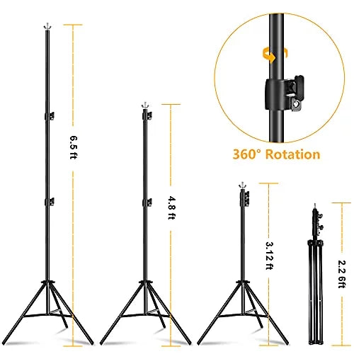 Lidlife Backdrop Stand,6.5 x 10ft Adjustable Photography Background Support System Kit,Background Stand with 4 Spring Clamps and Sand Bag,Carry Bag for Photo Video