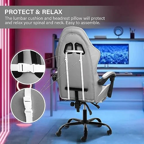 YSSOA Gaming Chair, Big and Tall Gamer Chair, Racing Style Adjustable Swivel Office Chair, Ergonomic Video Game Chairs with Headrest and Lumbar Support