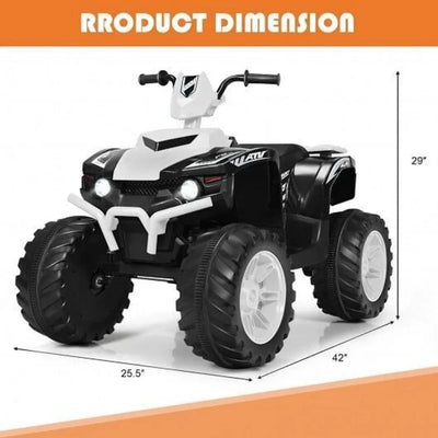 Electric ATV for Kids with LED Lights and Treaded Tires - White