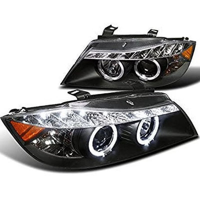 Spec-D Tuning 2LHP-E9005JM-8-TM Bmw E90 3-Series 4Dr Led Dual Halo Black Projector Head Lights