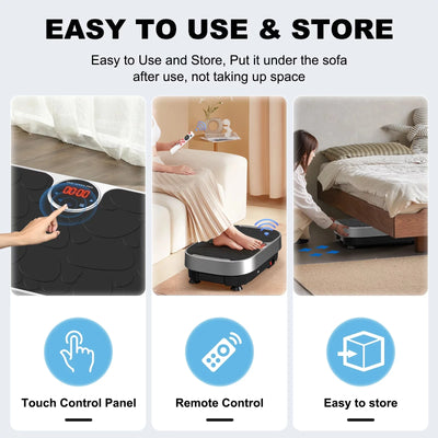 Vibration Plate Power Vibrate Fitness Platform Exercise Machine for Lymphatic Drainage Weight Loss Fat Burner with Loop Bands Remote Control RELIFE REBUILD YOUR LIFE