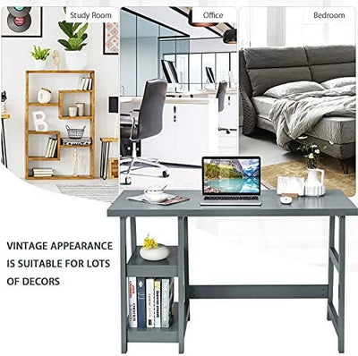 AEFRGHS Computer Desk with Shelves Modern Trestle Desk Home Office Desk with Space Saving Study Writing Desk Desk for Bedroom