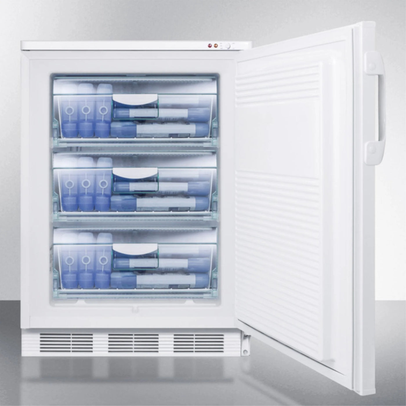 Built-in undercounter medical all-freezer capable of -25 C operation, with front lock