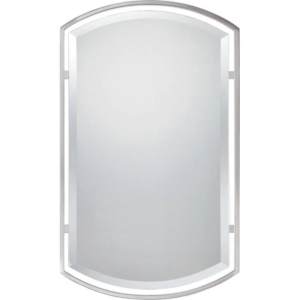 Modern Symmetrical Arches Architectural Wall Mirror with Beveled Edge and Floating Frame 21 inches W X 35 inches H-Brushed Nickel Finish Bailey Street