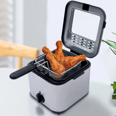 1000W 2.5L Deep Fryer With Basket Small Fryer w/ View Window, Oil Dripping Hook