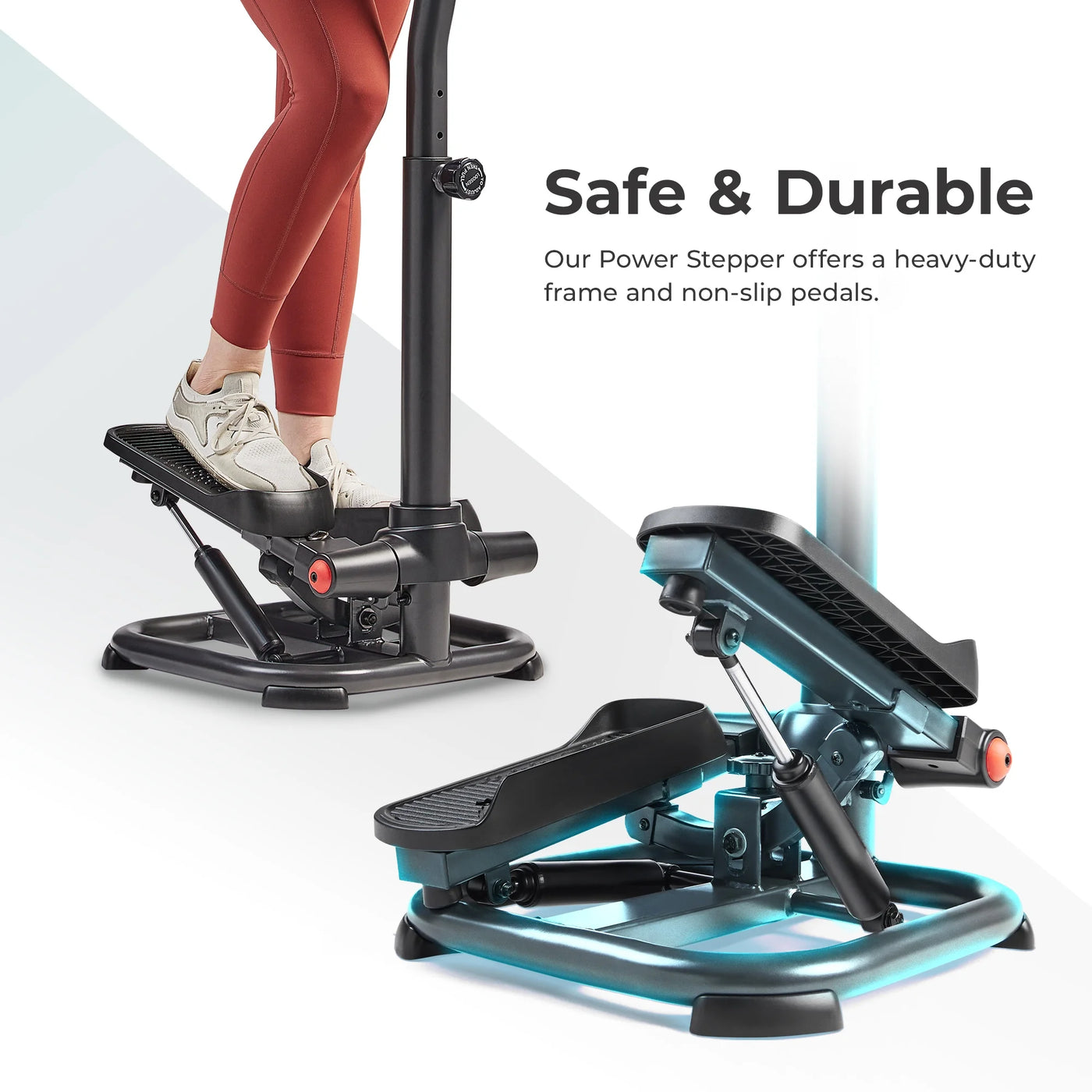 Sunny Health & Fitness Duo Function Premium Heavy Duty 330 LB Capacity Power Stepper with Resistance Bands, Space-Saving Low Impact Peddle w SunnyFit® App Enhanced Connectivity - SF-S021055…