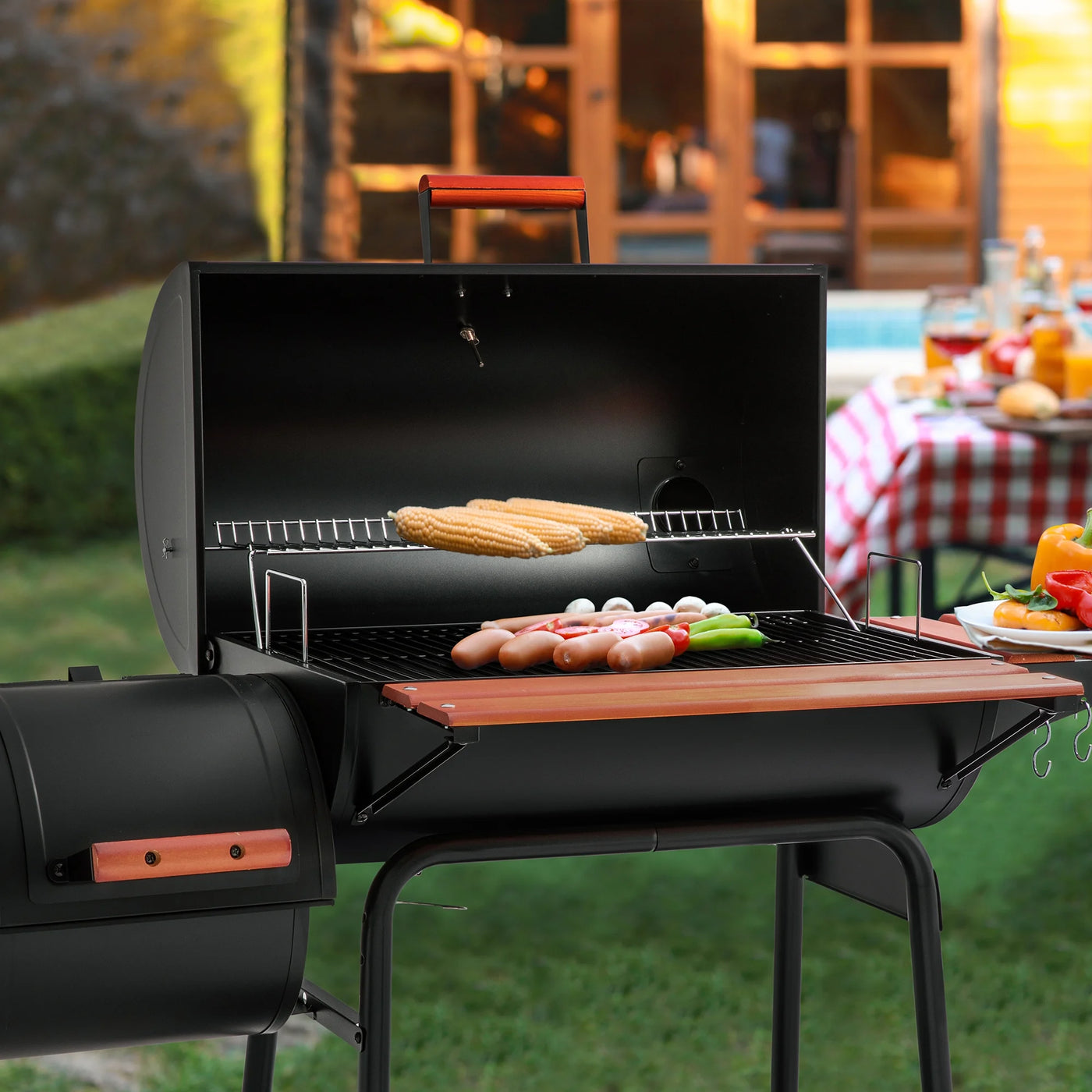 Royal Gourmet CC1830W 30" Barrel Charcoal Grill with Offset Smoker