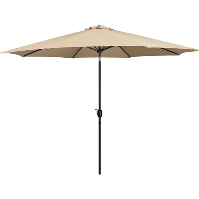 Topeakmart 11ft Patio Umbrella Market Umbrella with 8 Ribs Tilt and Crank for Garden, Deck, Backyard, Pool, Beach, Tan