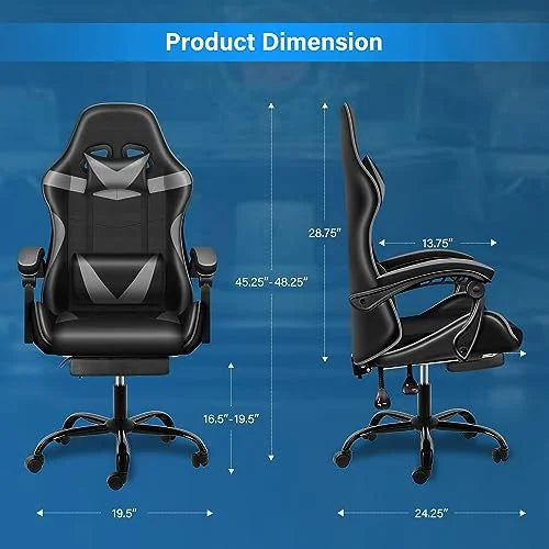 YSSOA Gaming Chair with Footrest, Big and Tall Gamer Chair, Racing Style Adjustable Swivel Office Chair, Ergonomic Video Game Chairs with Headrest and Lumbar Support