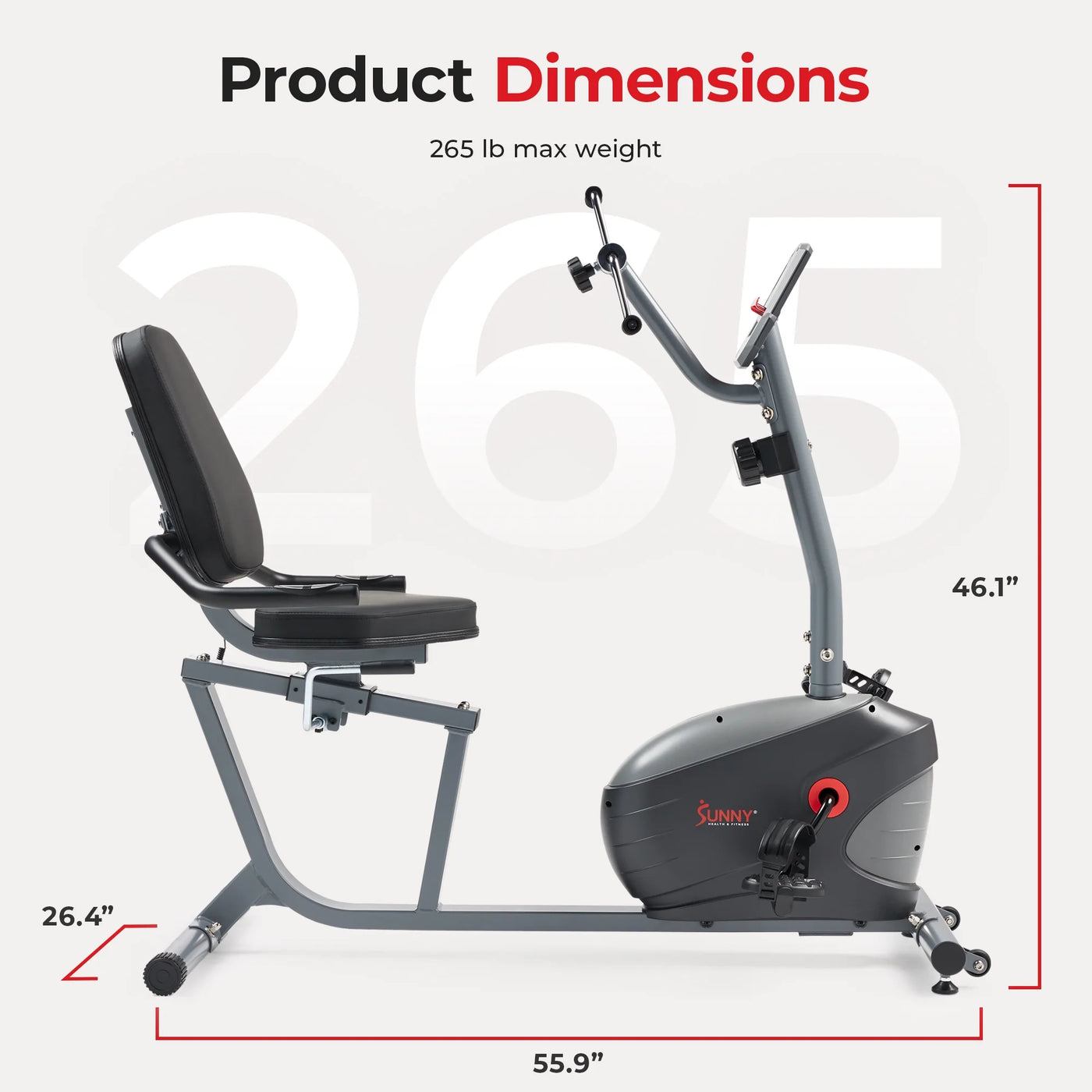 Sunny Health & Fitness Smart Magnetic Recumbent Bike with Hand Cycle - SF-RB423034