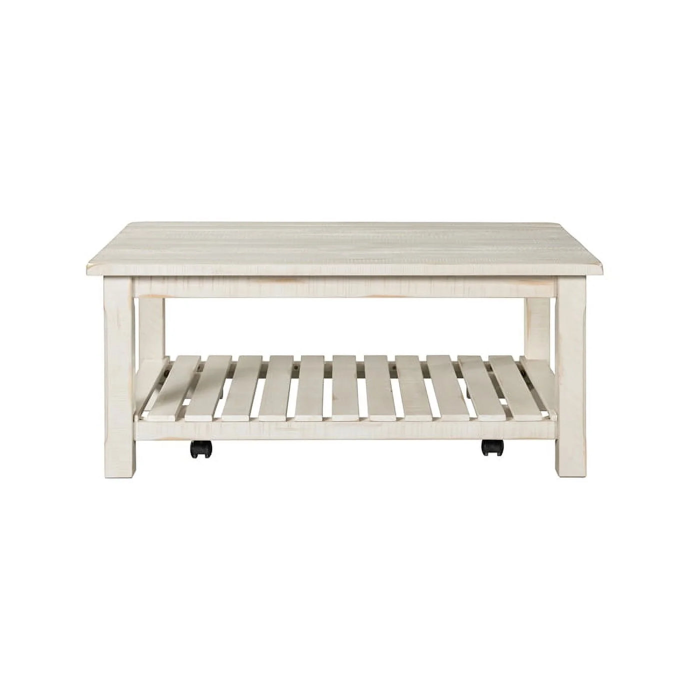 Bowery Hill Barn Door Solid Wood Coffee Table Antique White