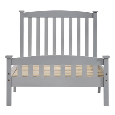 Ktaxon Vertical Wood Bed Frame for Bedroom with Headboard and Footboard Gray Twin Size