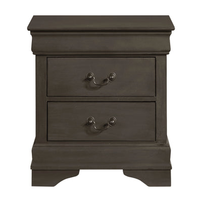 DeeHome Classic Louis Philippe Style Stained Gray Finish 1pc Nightstand of 2x Drawers Traditional Design Bedroom Furniture