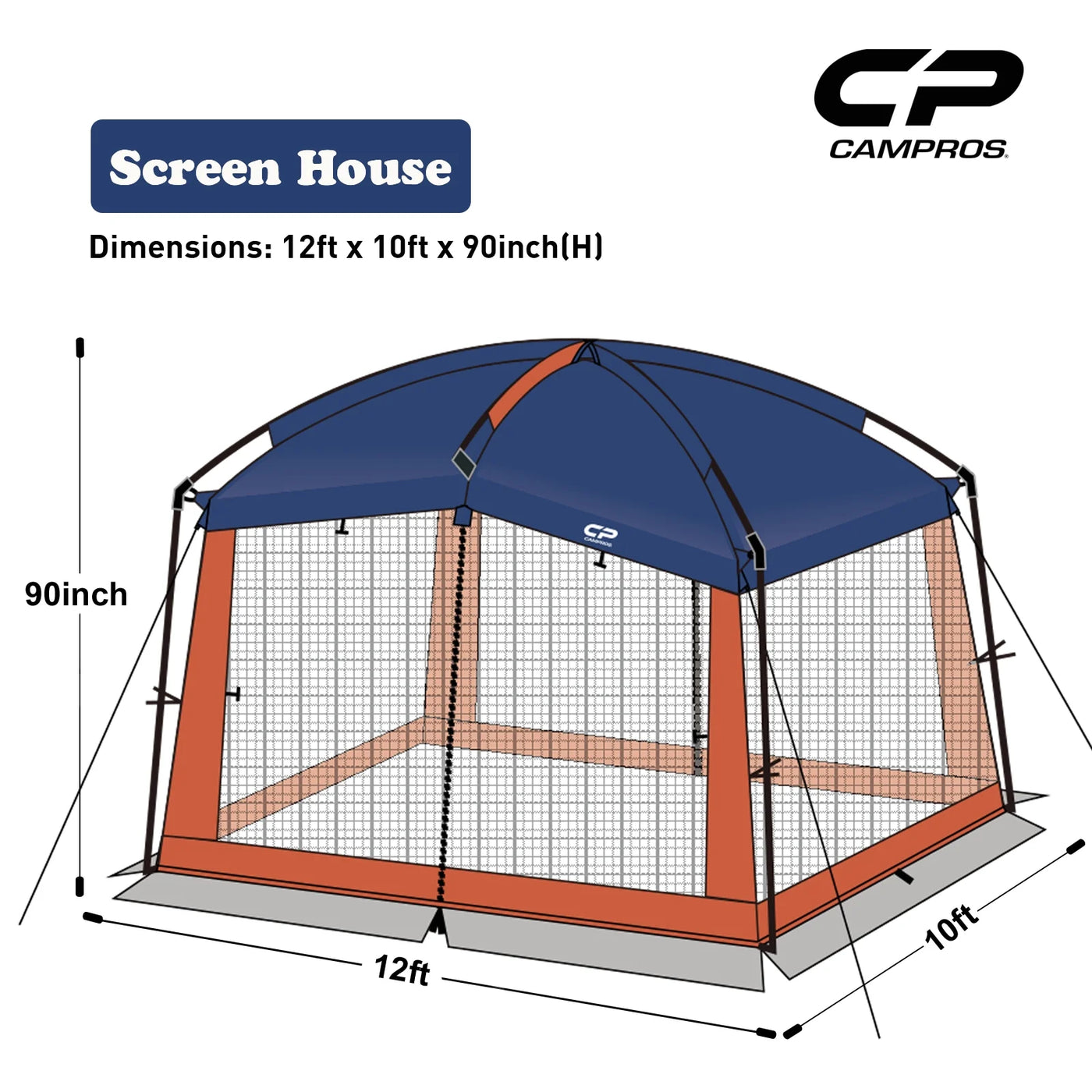 CAMPROS Screen House Room 12' x 10' Canopy Tent Sun Shelter, Blue