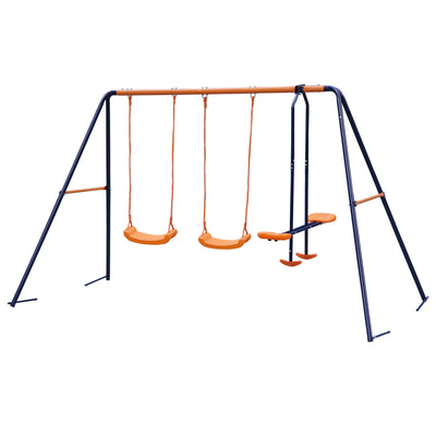 ZenSports Outdoor Double Kids Play Swing Set W/ 2 Seats & 1 Glide Heavy-Duty, 440lbs Capacity