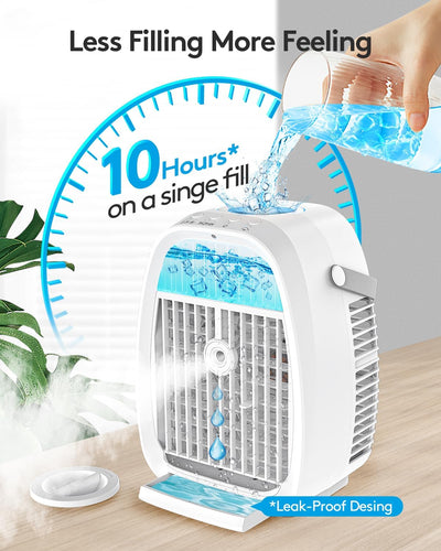 AI Portable Air Conditioners Fan, Evaporative Mini Air Cooler, Misting Humidifier Personal Air Cooler Cooling Fan with Large Water Tank 1000 ML for Home Room Office