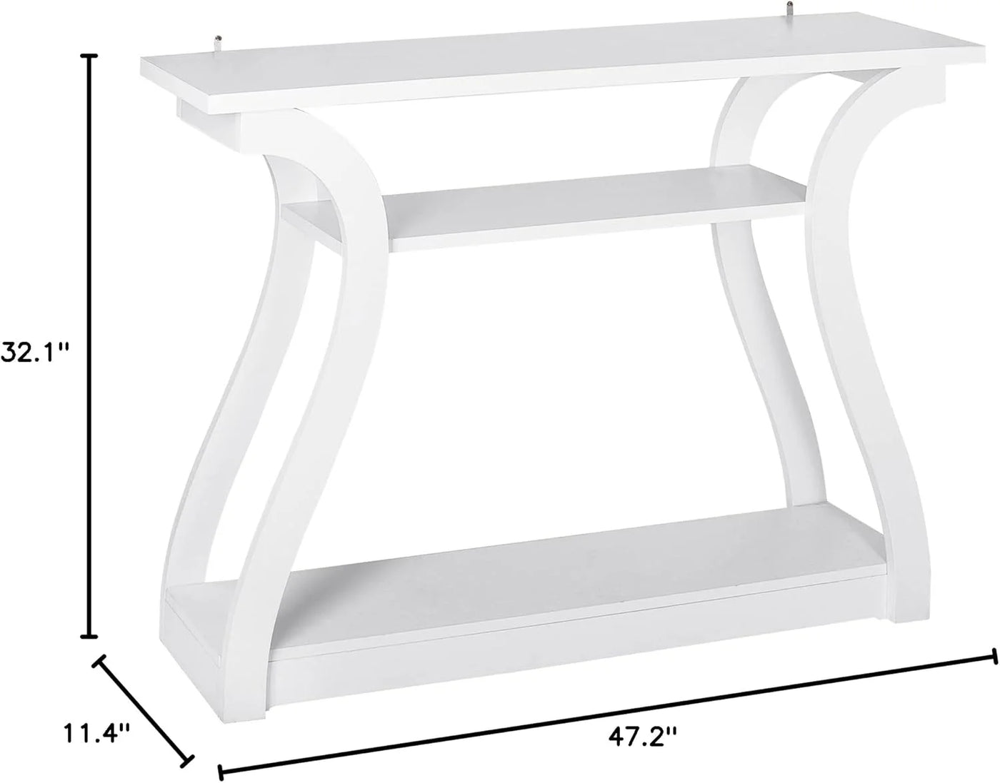 Console Table, Entryway Table with 3 Tier Storage Shelves, Narrow Long Sofa Table for Entryway, Living Room, Hallway, Couch, Foyer, White