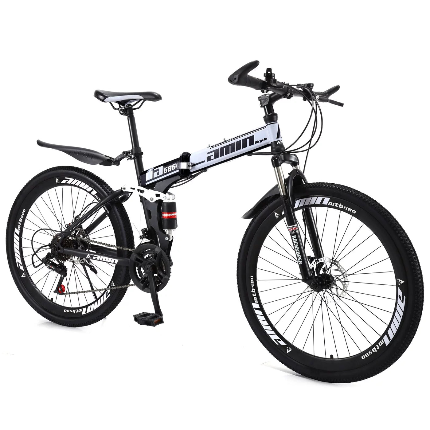 Unisex Adult Mountain Bike Full Suspension 26" 21 Speed MTB Folding Bicycle