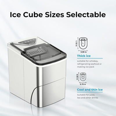 Ice Makers Countertop, Self-Cleaning Function, Portable Electric Ice Cube Maker Machine, 9 Bullet Ice Ready in 6 Mins, 26lbs 24Hrs with Ice Bags and Ice Scoop Basket for Home Bar Camping RV(Silver)