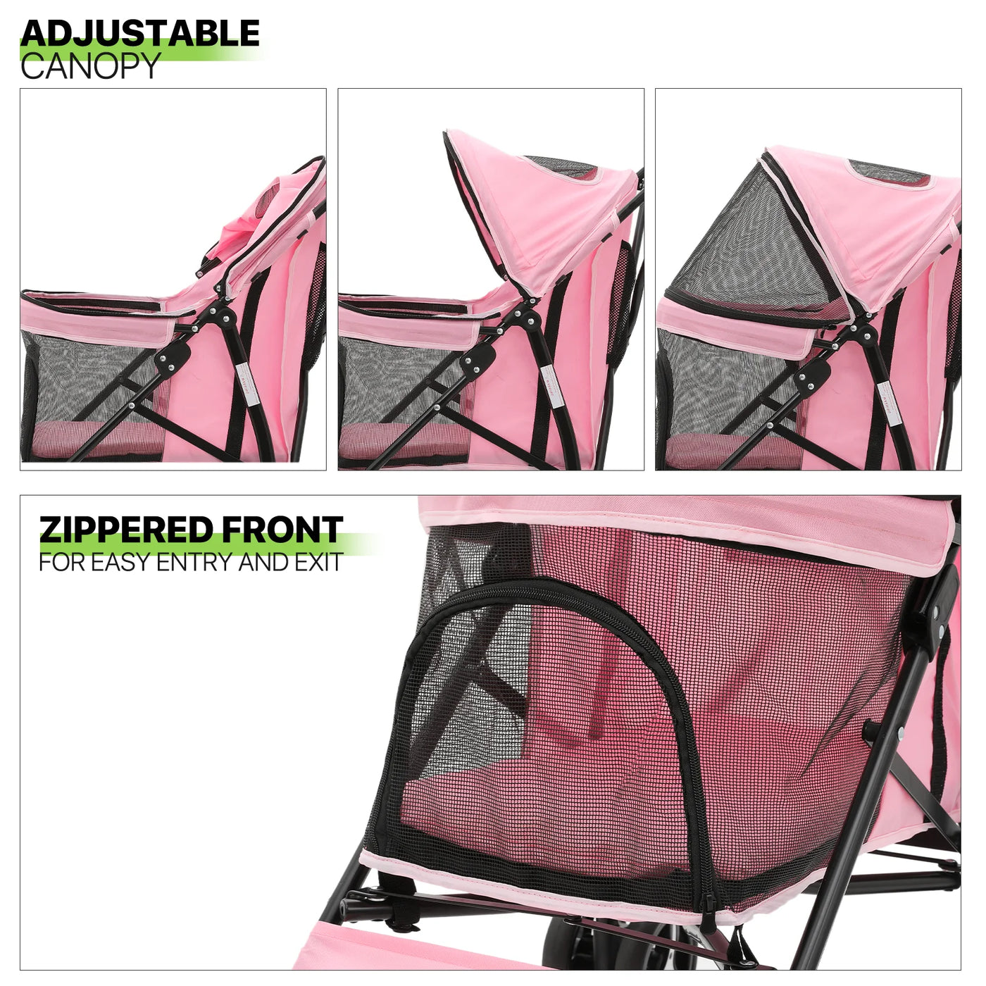 Magshion 4 Wheel Foldable Lightweight Dog Stroller for Small Medium Dogs, Pet Stroller, (Pink)